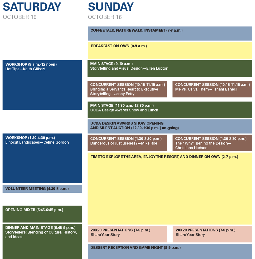 Storytellers UCDA Design Conference Schedule