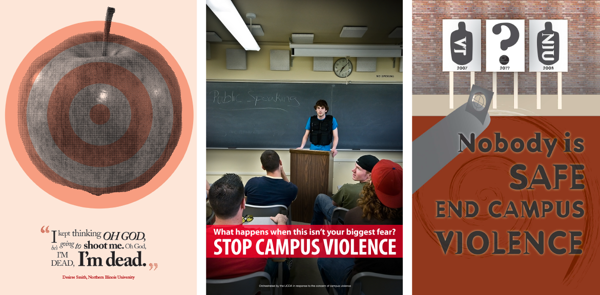 Sample posters fro the campus violence poster project